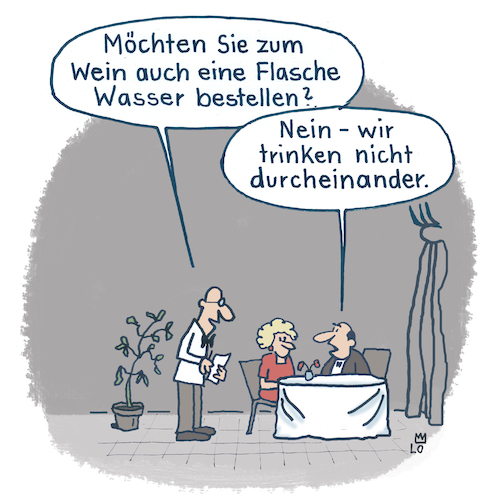 Cartoon: Im Weinlokal (medium) by Lo Graf von Blickensdorf tagged wein,kellner,mann,frau,ehepaar,chillen,wasser,bar,club,lokal,restaurant,ober,cartoon,candlenight,wein,kellner,wasser,lokal,restaurant,ober,cartoon,candlenight