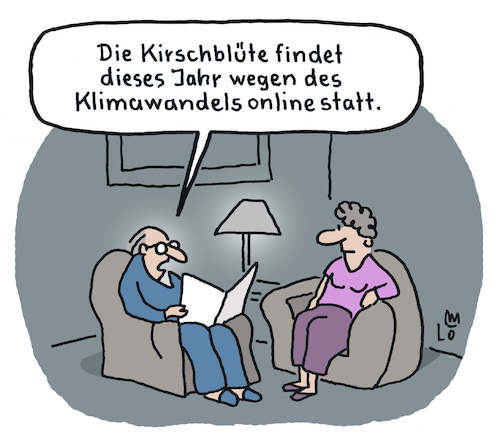 Cartoon: Klimawandel (medium) by Lo Graf von Blickensdorf tagged kirschblüte,baumblüte,klimawandel,natur,eshepaar,mann,frau,politik,klimaschutz,karikatur,lo,graf,cartoon,naturschutz,frühjahr,frühling,obstbäume,blüten,internet,computer,online,kirschblüte,baumblüte,klimawandel,natur,eshepaar,mann,frau,politik,klimaschutz,karikatur,lo,graf,cartoon,naturschutz,frühjahr,frühling,obstbäume,blüten,internet,computer,online