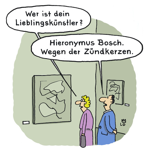 Cartoon: Lieblingskünstler (medium) by Lo Graf von Blickensdorf tagged kunst,museum,galerie,art,künstler,ausstellung,bilder,hieronymus,bosch,besucher,mann,frau,ehepaar,karikatur,lo,cartoon,zündkerze,banausen,lieblingskünstler,picasso,kunstbanause,kunst,museum,galerie,art,künstler,ausstellung,bilder,hieronymus,bosch,besucher,mann,frau,ehepaar,karikatur,lo,cartoon,zündkerze,banausen,lieblingskünstler,picasso,kunstbanause