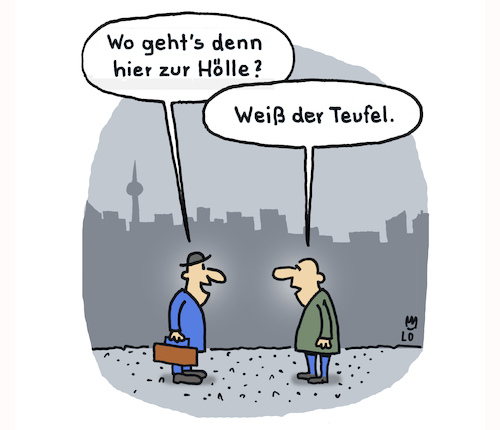 Cartoon: Nach dem Weg fragen (medium) by Lo Graf von Blickensdorf tagged hölle,teufel,satan,nach,dem,weg,fragen,mann,stadt,feuer,fegefeuer,wortspiel,katholische,kirche,bibel,religion,hölle,teufel,satan,nach,dem,weg,fragen,mann,stadt,feuer,fegefeuer,wortspiel,katholische,kirche,bibel,religion