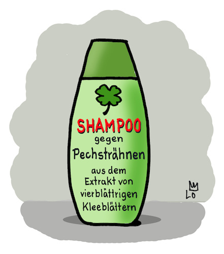 Cartoon: Neu (medium) by Lo Graf von Blickensdorf tagged shampoo,drogerie,parfümerie,glücksklee,scholz,spd,ukraine,pflegeprodukt,kosmetik,pech,glück,pechsträhne,politik,klee,kleeblatt,strähnen,wortspiel,karikatur,lo,graf,cartoon,shampoo,drogerie,parfümerie,glücksklee,scholz,spd,ukraine,pflegeprodukt,kosmetik,pech,glück,pechsträhne,politik,klee,kleeblatt,strähnen,wortspiel,karikatur,lo,graf,cartoon