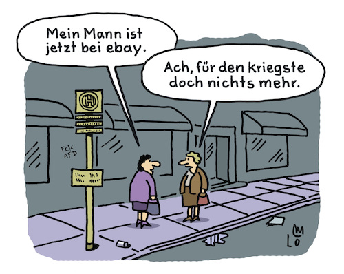 Cartoon: Online Markt (medium) by Lo Graf von Blickensdorf tagged internet,online,job,arbeitsplatz,homeoffice,auktion,bewertungsprofil,suchanfrage,marktplatz,shopping,deutschland,frauen,ehemann,verkauf,onlineplattform,karikatur,lo,graf,cartoon,zeichnung,politik,straße,bushaltestelle,nachbarin,marketing,internet,online,job,arbeitsplatz,homeoffice,auktion,bewertungsprofil,suchanfrage,marktplatz,shopping,deutschland,frauen,ehemann,verkauf,onlineplattform,karikatur,lo,graf,cartoon,zeichnung,politik,straße,bushaltestelle,nachbarin,marketing