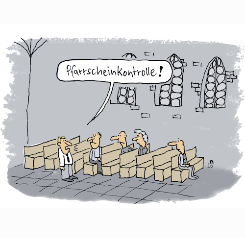 Cartoon: Pfarrscheinkontrolle (medium) by Lo Graf von Blickensdorf tagged pfarrer,kirche,kirchensteuer,gemeinde
