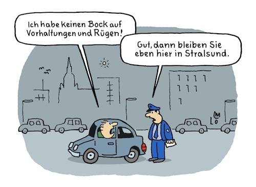 Cartoon: Rügen (medium) by Lo Graf von Blickensdorf tagged polizei,verkehtsregeln,autofahrer,vorschriften,stralsund,rügen,karikatur,lo,graf,cartoon,ostsee,pkw,flensburg,vorhaltungen,polizist,polizei,verkehtsregeln,autofahrer,vorschriften,stralsund,rügen,karikatur,lo,graf,cartoon,ostsee,pkw,flensburg,vorhaltungen,polizist