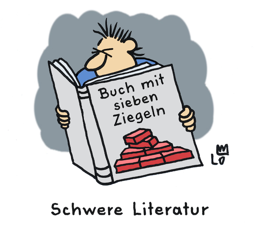 Cartoon: Schwere Literatur (medium) by Lo Graf von Blickensdorf tagged buch,mit,sieben,siegeln,ziegeln,wortspiel,ziegelstein,maurer,schwere,literatur,buchmesse,karikatur,lo,cartoon,leser,leserin,buchtitel,buch,mit,sieben,siegeln,ziegeln,wortspiel,ziegelstein,maurer,schwere,literatur,buchmesse,karikatur,lo,cartoon,leser,leserin,buchtitel