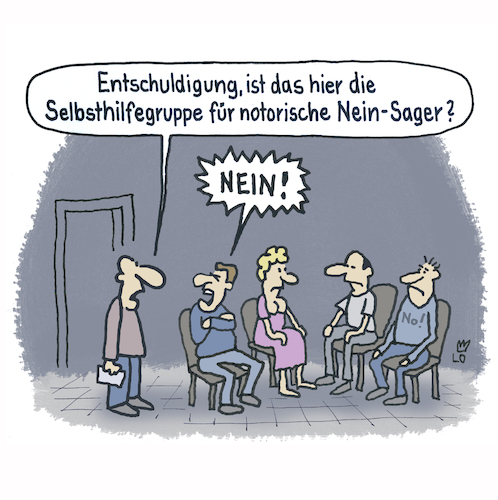 Cartoon: Selbsthilfegruppe (medium) by Lo Graf von Blickensdorf tagged vhs,stuhlkreis,cartoon,nein,psychologie,psychologe,therapie,neurose,krank,vhs,stuhlkreis,cartoon,nein,psychologie,psychologe,therapie,neurose,krank