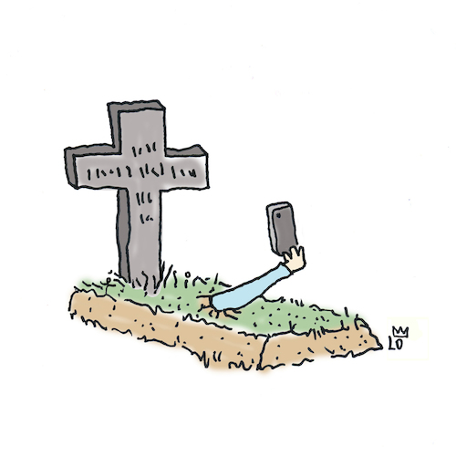 Cartoon: Selfie (medium) by Lo Graf von Blickensdorf tagged selfie,grab,tod,tot,friedhof,selfie,grab,tod,tot,friedhof