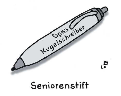 Cartoon: Seniorenstift (medium) by Lo Graf von Blickensdorf tagged altersheim,seniorenstift,altersresidenz,kugelschreiber,stift,opa,großvater,wortspiel,altersheim,seniorenstift,altersresidenz,kugelschreiber,stift,opa,großvater,wortspiel