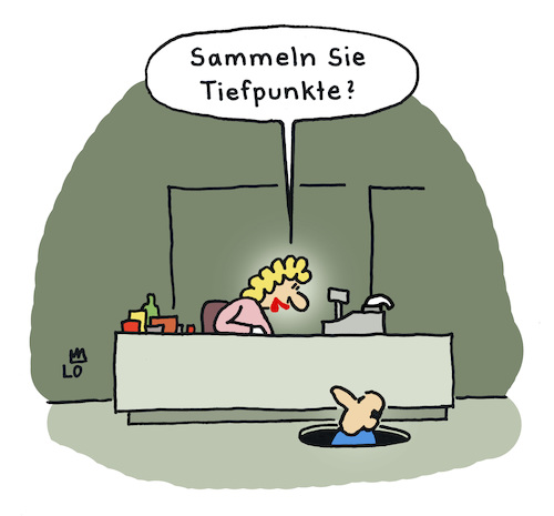 Cartoon: Treuepunkte (medium) by Lo Graf von Blickensdorf tagged paypal,treuepunkte,treueherzen,rabatt,system,supermarkt,rewe,edeka,kasse,tiefpunkt,pech,niedergang,pleite,konkurs,mann,frau,loch,kassiererin,kunde,wortspiel,karikatur,lo,cartoon,paypal,treuepunkte,treueherzen,rabatt,system,supermarkt,rewe,edeka,kasse,tiefpunkt,pech,niedergang,pleite,konkurs,mann,frau,loch,kassiererin,kunde,wortspiel,karikatur,lo,cartoon