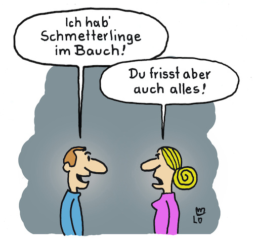 Cartoon: Verliebt (medium) by Lo Graf von Blickensdorf tagged liebe,verliebt,paar,pärchen,schmetterlinge,im,bauch,mann,frau,liebhaber,freund,liebe,verliebt,paar,pärchen,schmetterlinge,im,bauch,mann,frau,liebhaber,freund