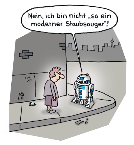 Cartoon: Verwechselung (medium) by Lo Graf von Blickensdorf tagged roboter,star,wars,skywalker,imperium,staubsauger,r2d2,darth,vader,george,lucas,karikatur,lo,cartoon,oma,straße,outdoor,begegnung,gehweg,bürgersteig,science,fiction,roboter,star,wars,skywalker,imperium,staubsauger,r2d2,darth,vader,george,lucas,karikatur,lo,cartoon,oma,straße,outdoor,begegnung,gehweg,bürgersteig,science,fiction