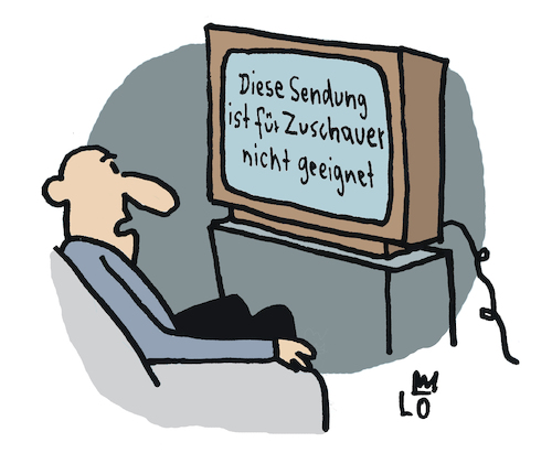 Cartoon: Warnung (medium) by Lo Graf von Blickensdorf tagged fernsehen,tv,sendung,fsk,warnung,an,zuschauer,deutscher,fernsehpreis,karikatur,lo,graf,cartoon,fernsehzeitung,fernsehgerät,wohnzimmer,mann,politik,kultur,fernsehen,tv,sendung,fsk,warnung,an,zuschauer,deutscher,fernsehpreis,karikatur,lo,graf,cartoon,fernsehzeitung,fernsehgerät,wohnzimmer,mann,politik,kultur