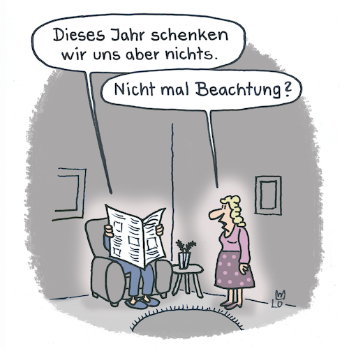 Cartoon: Weihnachten (medium) by Lo Graf von Blickensdorf tagged mann,frau,ehepaar,weihnachten,geschenke,ehefrau,ehemann,zeitungsleser,beachtung,alltag,advent,feiertag,mann,frau,ehepaar,weihnachten,geschenke,ehefrau,ehemann,zeitungsleser,beachtung,alltag,advent,feiertag