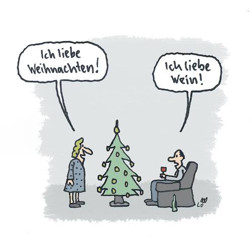 Cartoon: Weihnachten mit Wein (medium) by Lo Graf von Blickensdorf tagged wein,weihnachten,wein,weihnachten,tannenbaum,fest,liebe,mann,frau,sessel