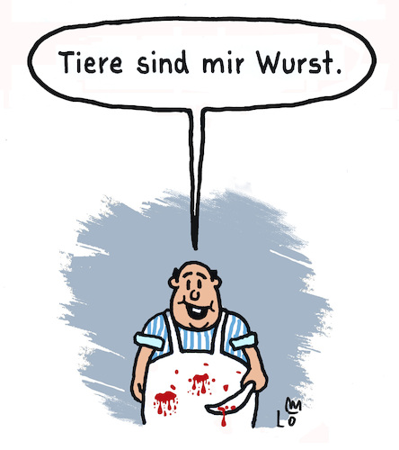 Cartoon: Wurst (medium) by Lo Graf von Blickensdorf tagged fleischer,metzger,wurst,vegan,vegetarisch,fleisch,tiere,rind,schwein,huhn,salami,aufschnitt,wurstbrot,karikatur,lo,graf,cartoon,fleischer,metzger,wurst,vegan,vegetarisch,fleisch,tiere,rind,schwein,huhn,salami,aufschnitt,wurstbrot,karikatur,lo,graf,cartoon