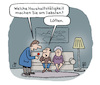 Cartoon: Haushaltshilfe (small) by Lo Graf von Blickensdorf tagged interview,ehemann,ehefrau,rentner,haushaltshilfe,haushalt,reporter,fernsehen,karikatur,lo,graf,cartoon,lüften,mithilfe,mikrofon,abendschau,ulli,zelle,sofa,couch,mann,frau