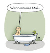 Cartoon: Körperpflege (small) by Lo Graf von Blickensdorf tagged mai,badewanne,wanne,wonnemonat,wannenbad,waschen,karikatur,lo,cartoon,badezimmer,wortspiel,monat