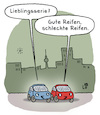 Cartoon: Lieblingsserie (small) by Lo Graf von Blickensdorf tagged autos,kraftfahrzeuge,frage,fernsehserie,lieblingsserie,serie,karikatur,lo,cartoon,reifen,autoreifen,gute,zeiten,schlechte,wortspiel,rtl