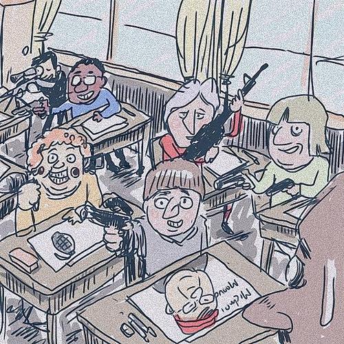 Cartoon: Elementary school students (medium) by takeshioekaki tagged school,gan,usa