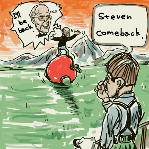 Cartoon: Steven Comeback. (medium) by takeshioekaki tagged steven,jobs,apple