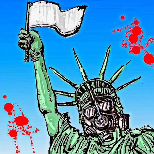 Cartoon: The Statue of Liberty (medium) by takeshioekaki tagged ebola