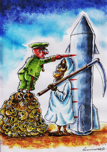 Cartoon: Accelerate (medium) by vadim siminoga tagged world,mortality,war,emigration,economy,army,devastation
