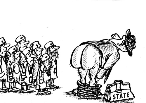 Cartoon: corruption (medium) by vadim siminoga tagged medicine,reform,ass,corruption,contraction,colony