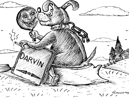 Cartoon: Darwin (medium) by vadim siminoga tagged darwin,evolution,dog,bondage,freedom,karma,chain