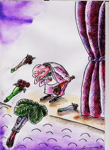 Cartoon: Fan (medium) by vadim siminoga tagged flowers,artist,fans,theater,rhubarb,culture,leisure