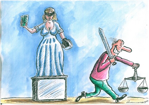 Cartoon: justice (medium) by vadim siminoga tagged themis,sword,justice,corruption,judges,prosecutors,police