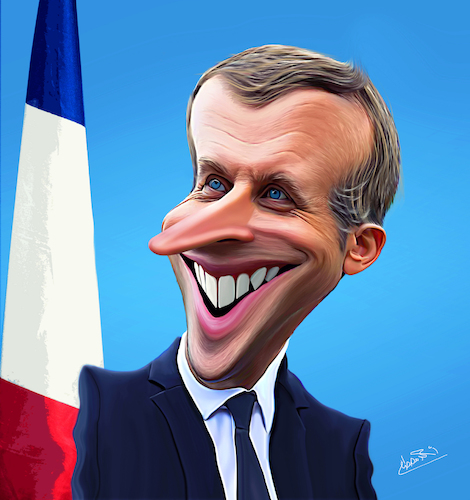 Cartoon: Emmanuel Macron (medium) by Ahmed Mostafa tagged emmanuel,macron