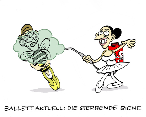 Cartoon: Bienenballett (medium) by Bregenwurst tagged bienensterben,bienen,insekten,pestizide,ballett,giftspritze