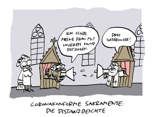 Cartoon: Buße (medium) by Bregenwurst tagged coronavirus,pandemie,beichte,buße,sodomie