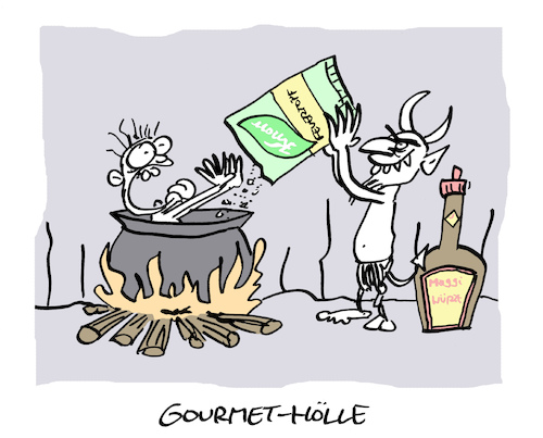 Cartoon: Diabolisch (medium) by Bregenwurst tagged hölle,teufel,gourmet,knorr,maggi