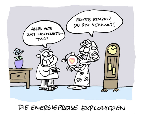 Cartoon: Energisch (medium) by Bregenwurst tagged energiepreise,inflation,benzin,shell,hochzeitstag