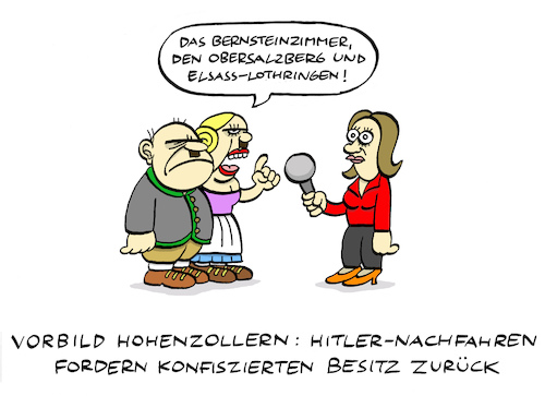 Cartoon: Ententeignung (medium) by Bregenwurst tagged hohenzollern,rückforderung,enteignung,hitler,adel,bernsteinzimmer
