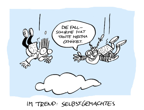 Cartoon: Fall (medium) by Bregenwurst tagged fallschirm,häkeln,selbstgemacht,diy