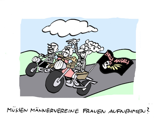Cartoon: Feminisierung (medium) by Bregenwurst tagged vereine,männer,frauen,scholz,gemeinnützigkeit,rocker