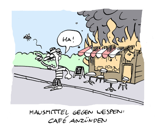 Cartoon: Insektizid (medium) by Bregenwurst tagged wespen,plage,kaffee,cafe,hausmittel