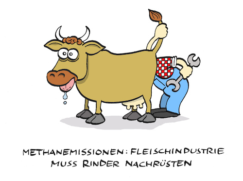 Cartoon: Klimaschutz (medium) by Bregenwurst tagged klima,diesel,nachrüstung,rinder,treibhausgase,methan,sodomie