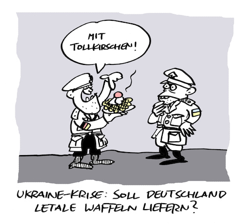 Cartoon: Letales (medium) by Bregenwurst tagged ukraine,krise,waffen,waffeln,letal,tollkirsche