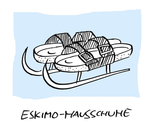 Cartoon: Schlittschlappen (medium) by Bregenwurst tagged eskimo,iglu,hausschuhe,birkenstock,kufen
