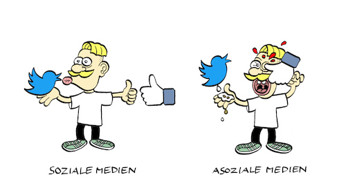 Cartoon: Sociales (medium) by Bregenwurst tagged social,media,twitter,facebook,internet