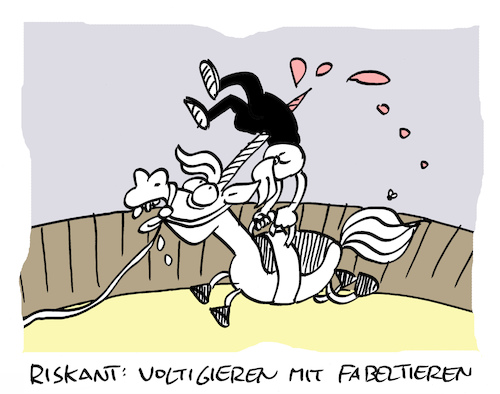 Cartoon: Unhorn (medium) by Bregenwurst tagged volitigieren,einhorn,unfall