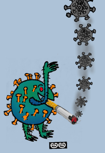 Cartoon: Corona Smokeing (medium) by APPARAO ANUPOJU tagged corona,smoke,ing
