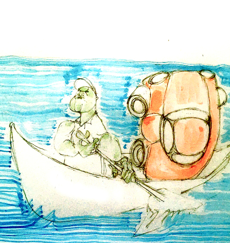 Cartoon: in einem Boot (medium) by herranderl tagged wasser