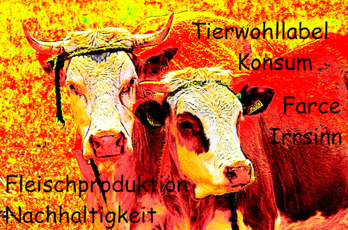 Cartoon: Fleischkonsum (medium) by oliviaoil tagged tierwohl,klimaschutz,agrarindustrie,mastbetriebe,flächenfraß