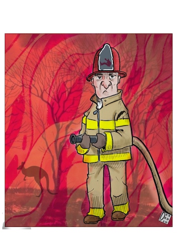 Cartoon: Australian Fires (medium) by Christi tagged incendio,australia,ambiente,bruciare,isola
