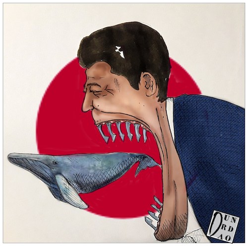 Cartoon: Japan reopens whale hunting (medium) by Christi tagged maran,whale