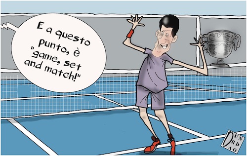 Cartoon: Quando una partita e gia decisa (medium) by Christi tagged novaste,diokovic,tennis,australia,open